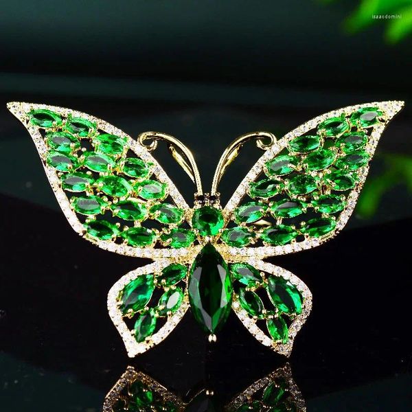 Broches coréen insecte zircon vert broche broche élégante papillon broche pour femmes accessoires de décoration de robes de manteau