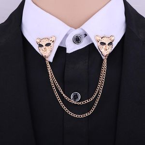 Broches Koreaanse luipaard dieren goud pinnen heren medailleketen kwastje badge badge shirt kraag knop revers pin cadeaus voor mannen sieraden