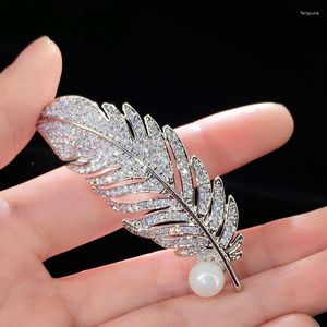 Broches épinglettes femmes hommes feuille broche costume collier pince cristal plume broche mariage