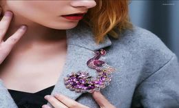 Broches grandes broche pour femmes beauul animal violet cristal strass de paon épingle de paon de paon décoration nuptiale 9812862