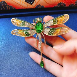 Broches grande libellule émail pour femmes strass cristal mode insecte épinglette beau bijoux cadeau