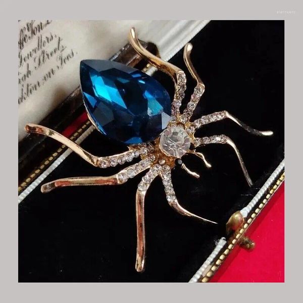 Broches Grand Style Vintage Cristal Bleu Araignée Bijoux Broche