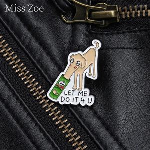 Broches Laat me het voor je doen Email Pin Custom Cartoon Animal Long Nose Dog Rapel Badge Sieraden Gift Kid Vrienden