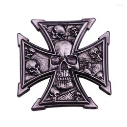 Broches dodelijke dreiging zilveren ijzer kruis schedel badge pin gotische punkbroche