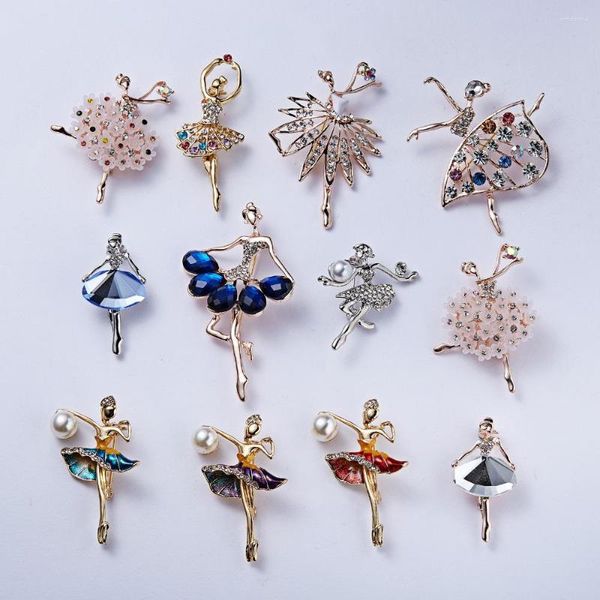 Broches légères de luxe pour fille de gymnastique, danseuse en cristal, bijoux mignons pour dame, Corsage de haute qualité