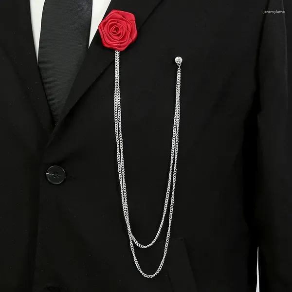 Broches Longue chaîne Corsage broche mode coréenne britannique hommes femmes costume accessoires personnalité haut de gamme strass chaînes broches