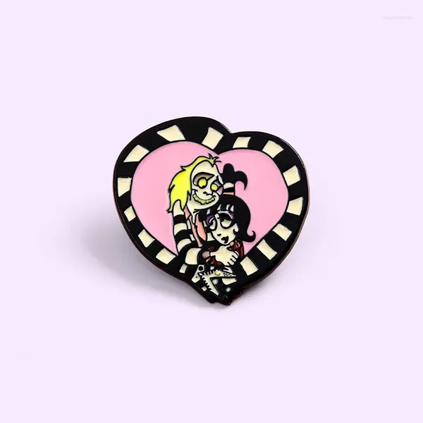Broches Love Snake en forma de corazón Pareja creativa Pin de metal Insignia de esmalte de la solapa de esmal
