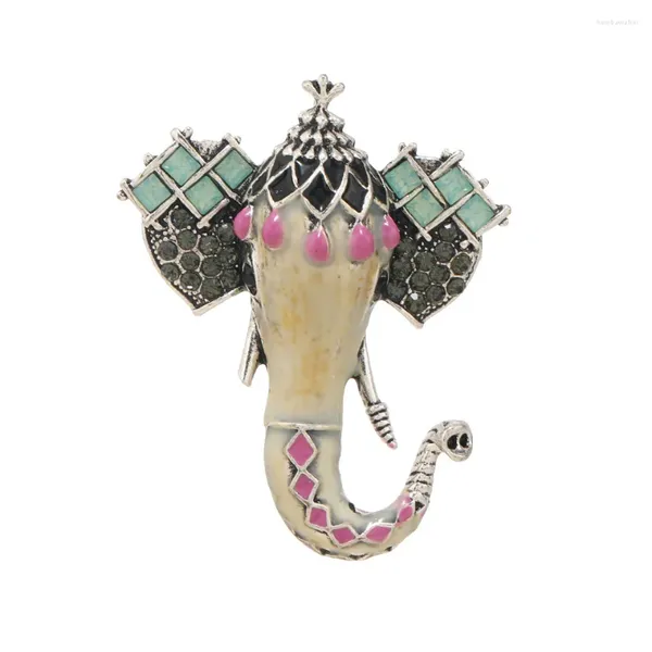 Broches chanceuses éléphants de l'émail propice pour les femmes classiques cristales métallisées broche de fête décontractée épingles de bureau