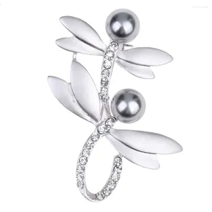 Broches Lureme Sweet mignon Ligne de libellule en alliage avec épingle perle Broche pour femmes accessoires de bijoux de fête de fille (BR000027)