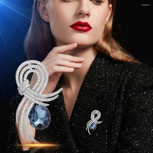 Broches luxueuses exquise angel joyau joail plume broche charme de mode féminine perle incrustée diamant métal haut de gamme