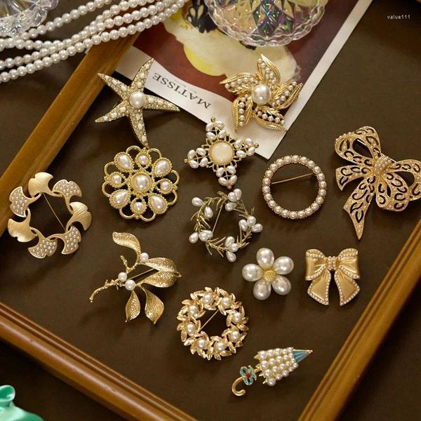 Broches de luxe baroques antiques, nœud de perle, fleur, Style Vintage, accessoires de fête pour femmes et filles, cadeau