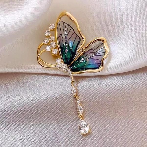 Broches de luxe en cristal papillon, pendentif en perle, épingles à revers pour femmes et filles, Badges de pull élégants, accessoires bijoux