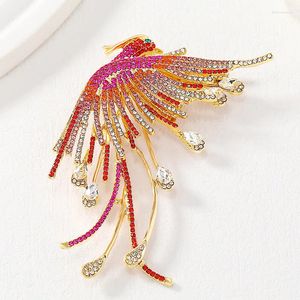 Broches Design de luxe belle broche phénix Exquiste strass oiseau Corsage Vintage animaux broches femmes personnalité bijoux Badges