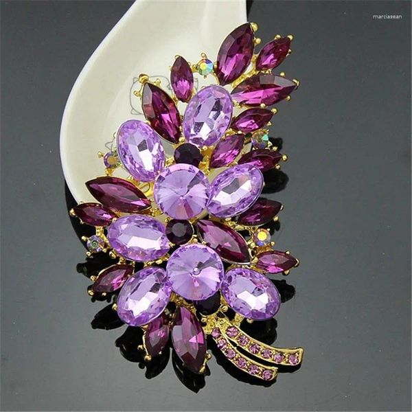 Broches luxe élégante plume cristalline multicolore pour femmes unisexe en alliage alliage plante feuille de feuille de fête épingles de sécurité