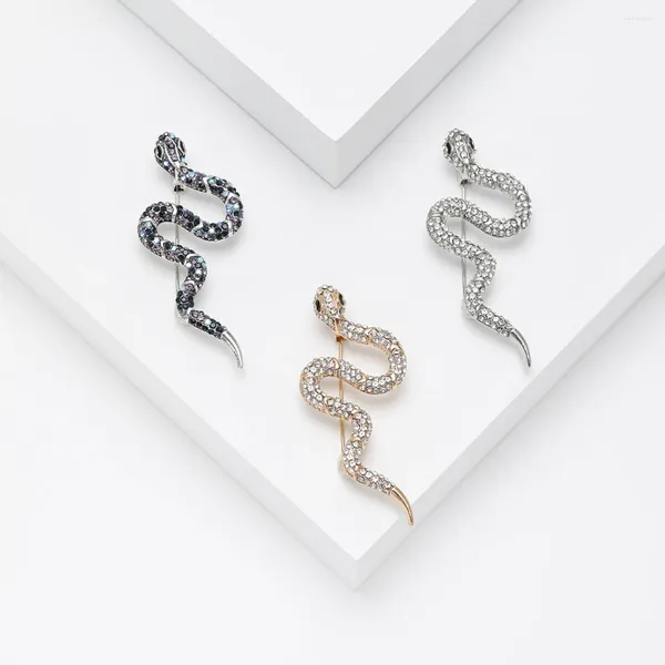 Broches de luxe serpent broche dame unisexe 3 couleurs strass Reptile fête bureau broches cadeau