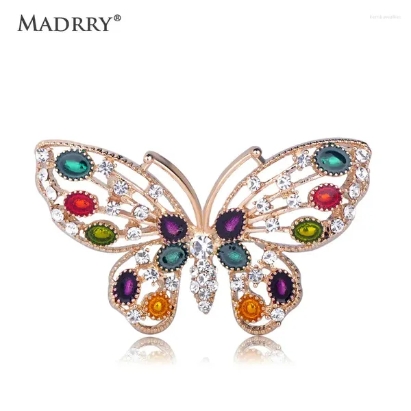 Broches madrry 1 pcs forma de mariposa broche de cristal hermoso para niñas accesorios de vestido de fiesta de banquete