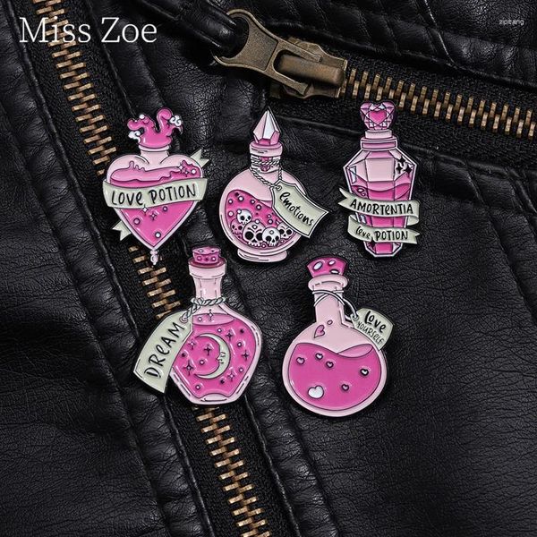 Broches Poción mágica Amor Esmalte Pin Dream Wizard Moon Crystal Frascos Bottel Broche Laple Mochila Insignia Chaquetas Joyería para amigos