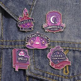 Broches maken je magische kristallen bol email pinnen paarse heksendrankjes drankje schild shield broche trendy punk revers sieraden cadeau voor vrienden