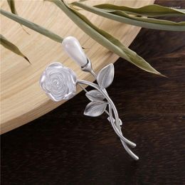 Broches broche de flores de plata mate