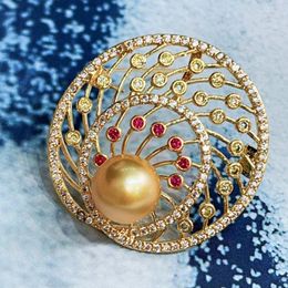 Broches meibapj 11-12mm mèches de chariot de mode de corsage de perle d'or naturel bijoux pour les femmes