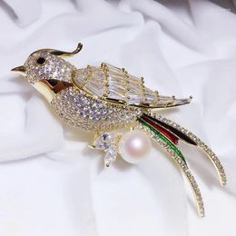 Broches meibapj 9-10 mm natural blanc perle oiseau beurche Broche de mode bijoux de pull pour femmes plateau vide