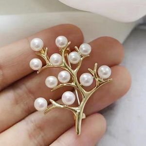 Broches MeibaPJ Natuurlijke Witte Parel Boom Van Geluk Corsage Broche Mode Trui Sieraden Voor Vrouwen Lege Lade