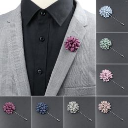 Broches en tissu Chic avancé pour hommes, fait à la main, rose, bleu, fleur florale, épingle à revers, accessoires de costume de mariage pour marié