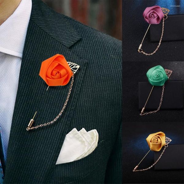 Broches Hombres Mujeres Rosa Flor Hoja Moda Broche Pin Blazer Traje Solapa Boda Fiesta Ramillete Charm Joyería Ropa Accesorio