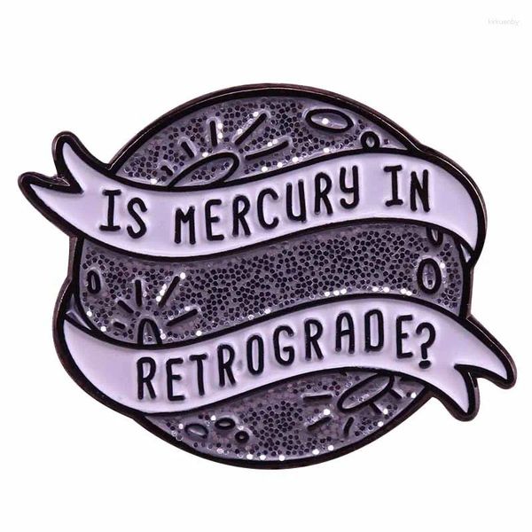 Broches Mercury retrógrado Pin de la solapa brillo Astrología Broche Joya divertida de ciencias del espacio