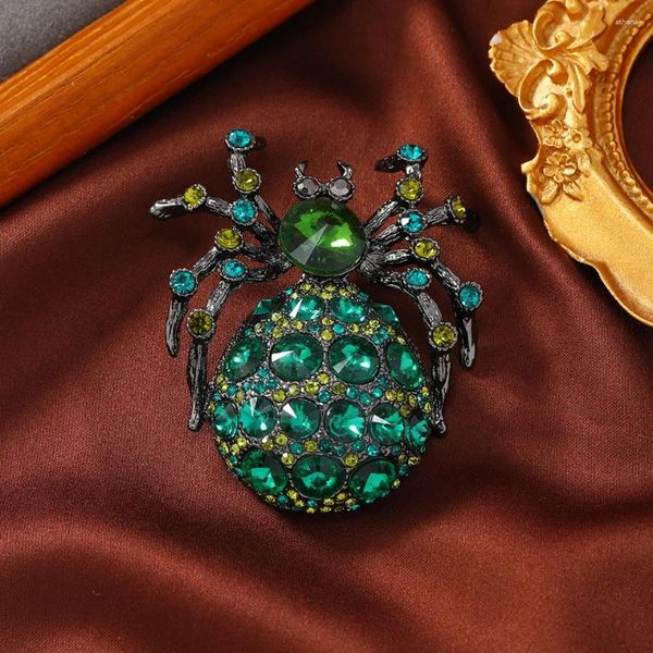 Broches en métal rétro Halloween strass araignée, Style euro-américain, broche pour manteau d'insecte, accessoires pour vêtements