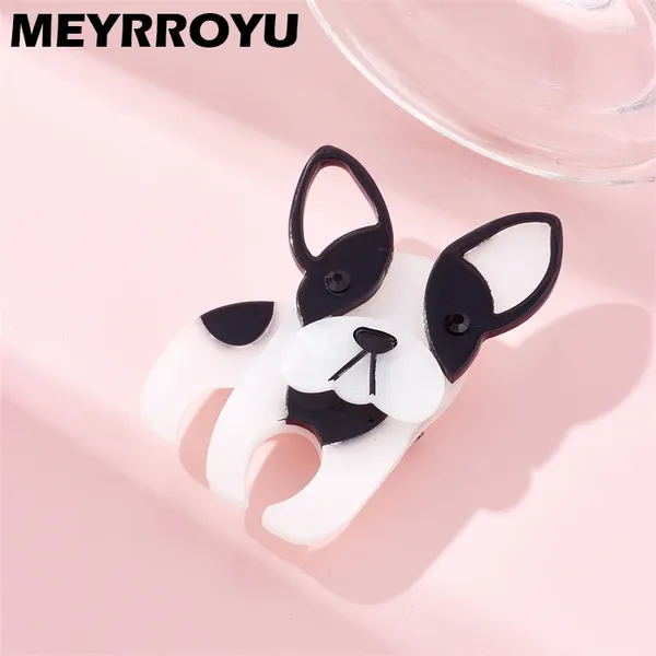 Broches Meyrroyu Black White Dog Broche pour femme matériau acrylique mignon fille dessin animal drôle Créatic Birthday Cadeaux accessoires