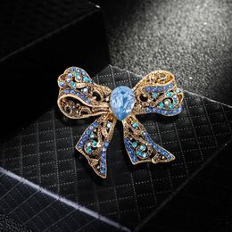 Broches Micro pavé strass noeud papillon broche pour fille féminine épinglette bijoux noeud papillon ruban cristal mariée noeud papillon WX933V