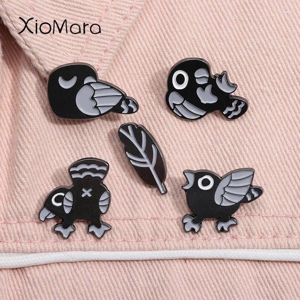 Broches mini corbeau émail épingle gothique art noir badge badge badge bijoux de bijoux cadeau pour amis