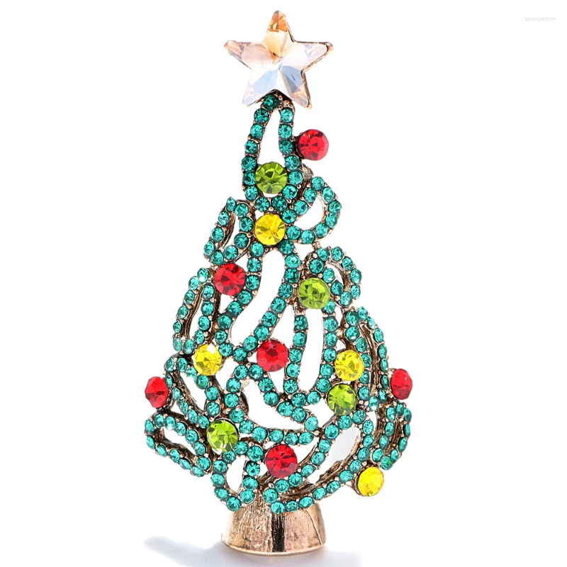 Brooches MITTO FASHION JEWELRIES AND HIGH-END ACCESSORIES COLORED RHINESTONES PAVED CHRISTMAS TREE VINTAGE PIN WOMEN DRESS BROOCH