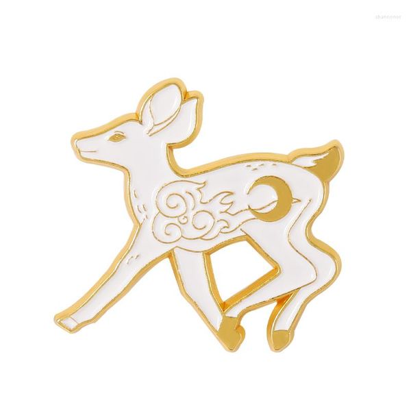 Broches Luna cielo ciervo esmalte Pin personalizado Animal mochila ropa solapa insignia blanca joyería regalo para niños amigos