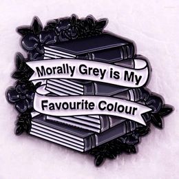 Brooches moralement gris est mon livre d'épingle émail de couleur préférée et de fleur broche Branche de romance foncée bijoux