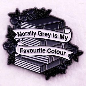 Broches Morally Grey es mi libro de alfileres de esmalte de color favorito y broche de flores Broche Dark Romance Joya