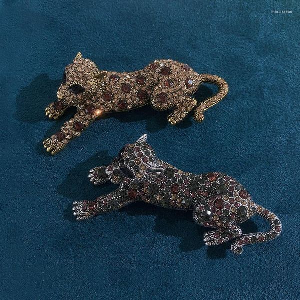 Broches Morkopela Animal Cheetah broche en color champán Pin hombre mujer disfraz joyería bufanda suéter tela Clip