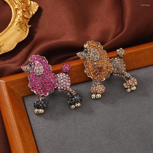 Broches Morkopela grand strass caniche broche chien pour femmes mignon chiot Animal collier Badges broche 2 couleurs mode bijoux cadeau