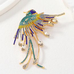Broches Morkopela Rhinestone Phoenix Bird overdreven kristallen broche pin banket corsage trouwfeestjes pinnen sieraden