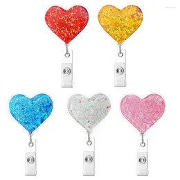 Broches multi-colour liefde flow oliebag patch gemakkelijke pull buckle intrekbare roterende id badge houder (5 stcs)