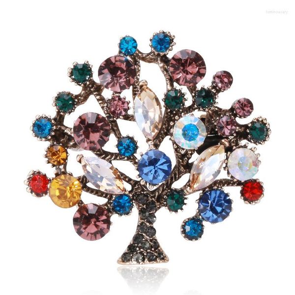 Broches multicolores strass de strass femmes hommes hommes 3 couleurs vintage de fête de Noël bureau de broche décontractée