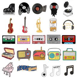 Brooches Music Tape Brooch Instrument de musique Piano Guitare Radio Symboles musicaux Record Player Accessoires
