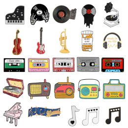 Broches Music Tape broche muziekinstrument piano gitaar radio muzikale symbolen recordspeler accessoires broches badge revers pins