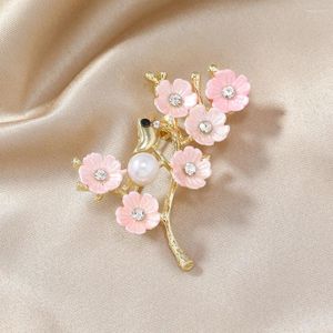 Brooches Muylinda Fashion Pearls fleur avec oiseau Broche rose Plum Blossom épingles Clips pour les vêtements d'écharpe Robe Ami Cadeau