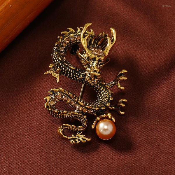 Broches Muylinda vintage hingestone dragon broche chinois traditionnelles épingles à linge pour animaux accessoires pour femme homme cadeau