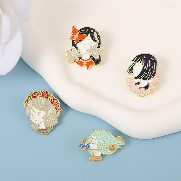 Broches Fille Mystérieuse Épingles En Émail Papillon Espace Planète Fleur Broche Sac Badge Épinglette Bijoux Accessoires Cadeau Ami En Gros