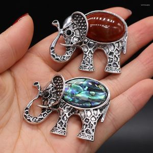 Broches Natuursteen Amethisten Kristal Vintage Olifant Voor Vrouwen Dier Broche Pin Mode Jurk Jas Accessoires 43x35mm