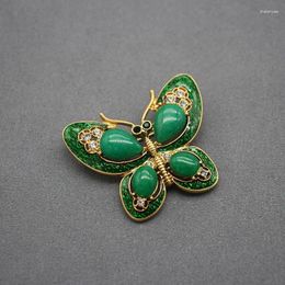 Broches Natural Stone Butterfly Green Green Brooch Insect Animal Clothing Accessoires