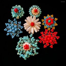Broches Broche Turquoise naturelle Imitation Corsage rétro créatif fait à la main broche de haute qualité bijoux de tempérament cadeaux en gros